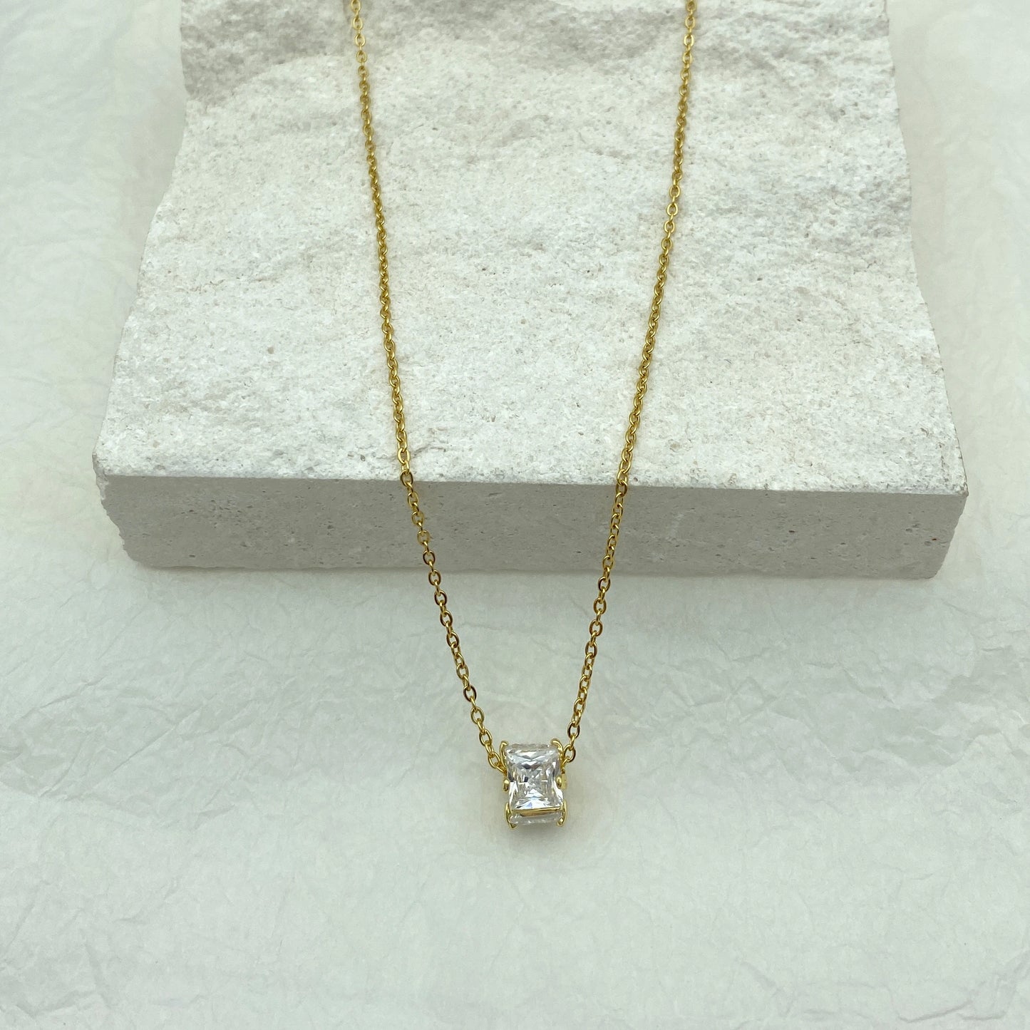 Gold Plated Zirconia Necklace for Women  New Jewelry Stainless Steel Zircons Pendant Necklace Big  Luxury Korean Elegant