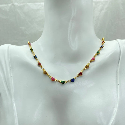 Colorful Heart Stainless Steel Waterproof Necklace For Woman Jewelry on the Neck Korean Fashion Luxury designer Elegant Style