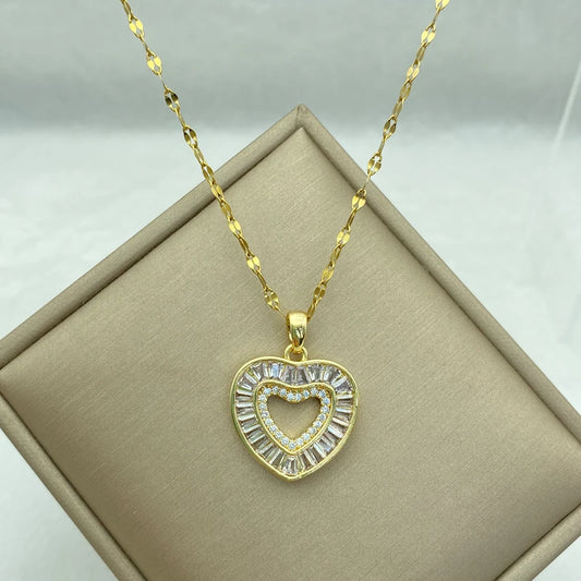 Gold Plated Stainless Steel Necklaces With A big Heart Pendant New Fashion Jewelry Style