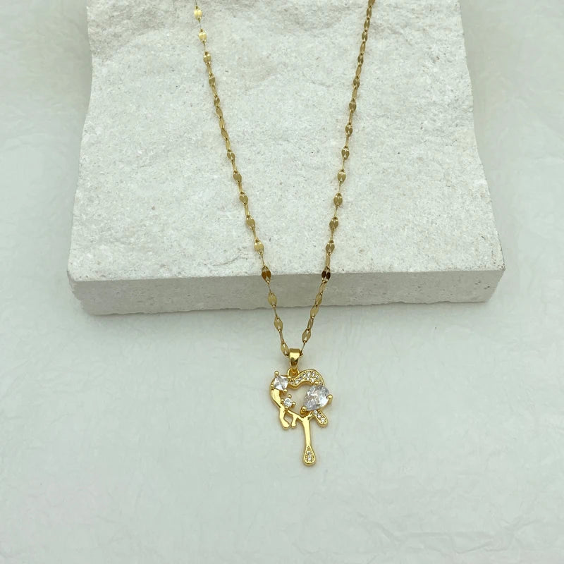 Heart Pendant Necklace| 18K Gold Stainless Steel Chains