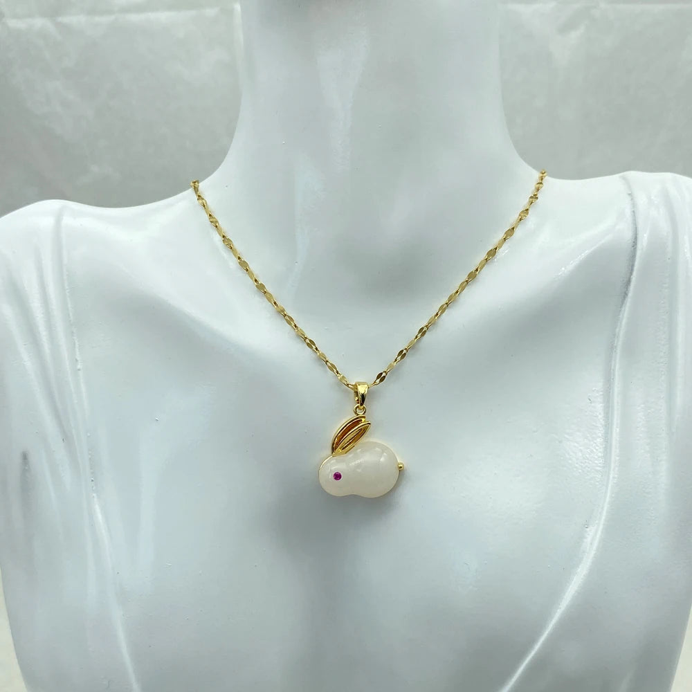 White Rabbit Stainless Steel Necklaces for Women Fashion Jewelry Cute Pendant Necklace New In Choker Gold Color Simpe Style