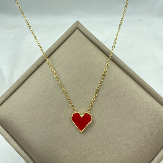 Stainless Steel Necklace for Women Acrylic Red Heart Gold Colour Necklace O Chain Elegant Korea Fashion Stainless Steel Jewelry
