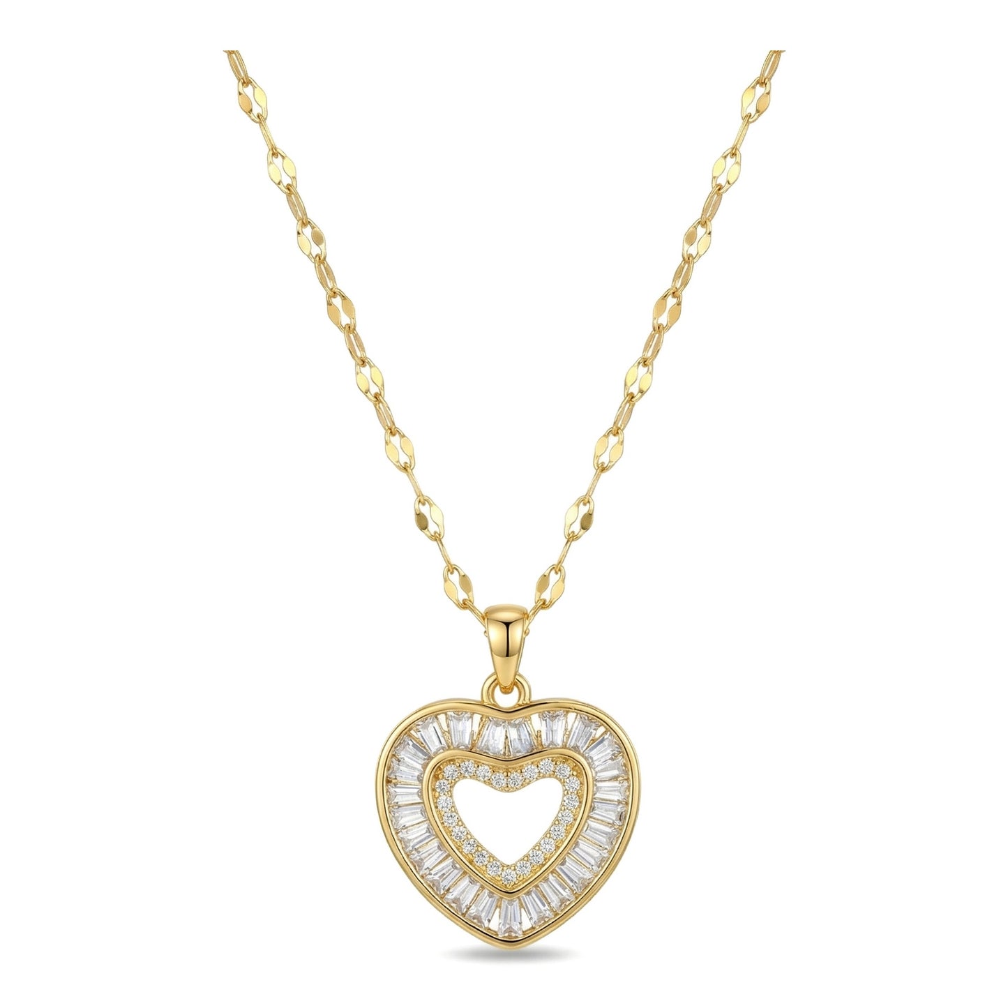 Wholesale Gold Plated Stainless Steel Big Heart Pendant Necklace