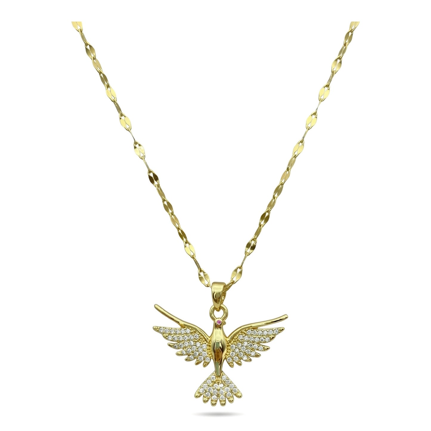 Wholesale 18K Gold Plated Stainless Steel Eagle Zircon Pendant Necklace