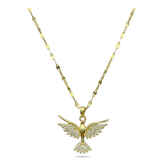 Wholesale 18K Gold Plated Stainless Steel Eagle Zircon Pendant Necklace