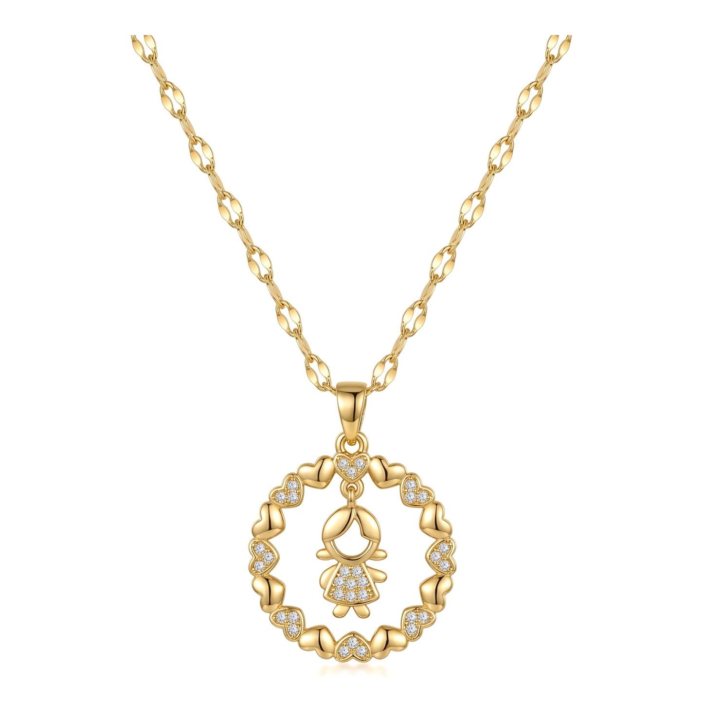 Gold Cute Girl Pendant Necklace |18K Gold Plated Stainless Steel Chains