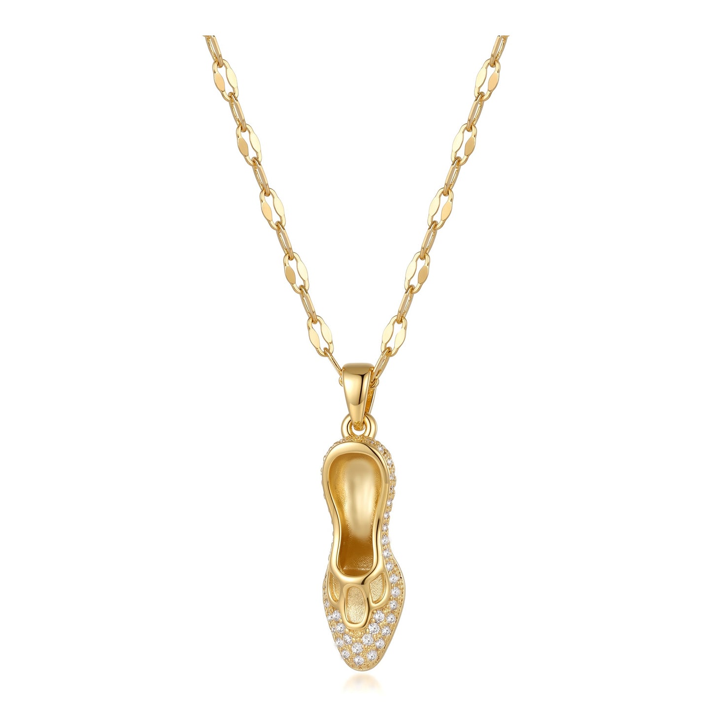 18K Gold Plated High Heel Shoe Pendant Stainless Steel Necklace