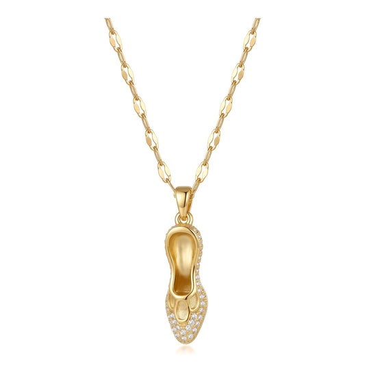 18K Gold Plated High Heel Shoe Pendant Stainless Steel Necklace