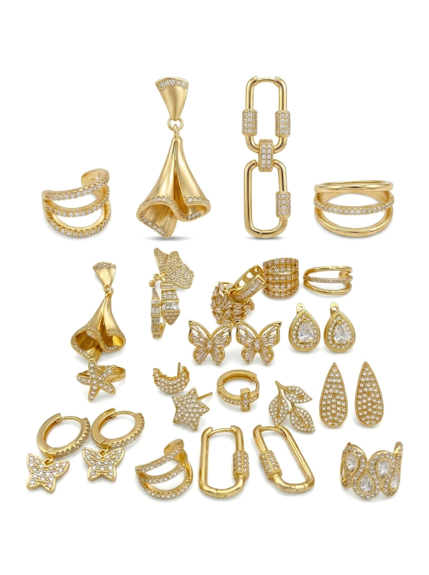 Wholesale 18K Gold Plated Brass Zircon Ear Cuff Earrings