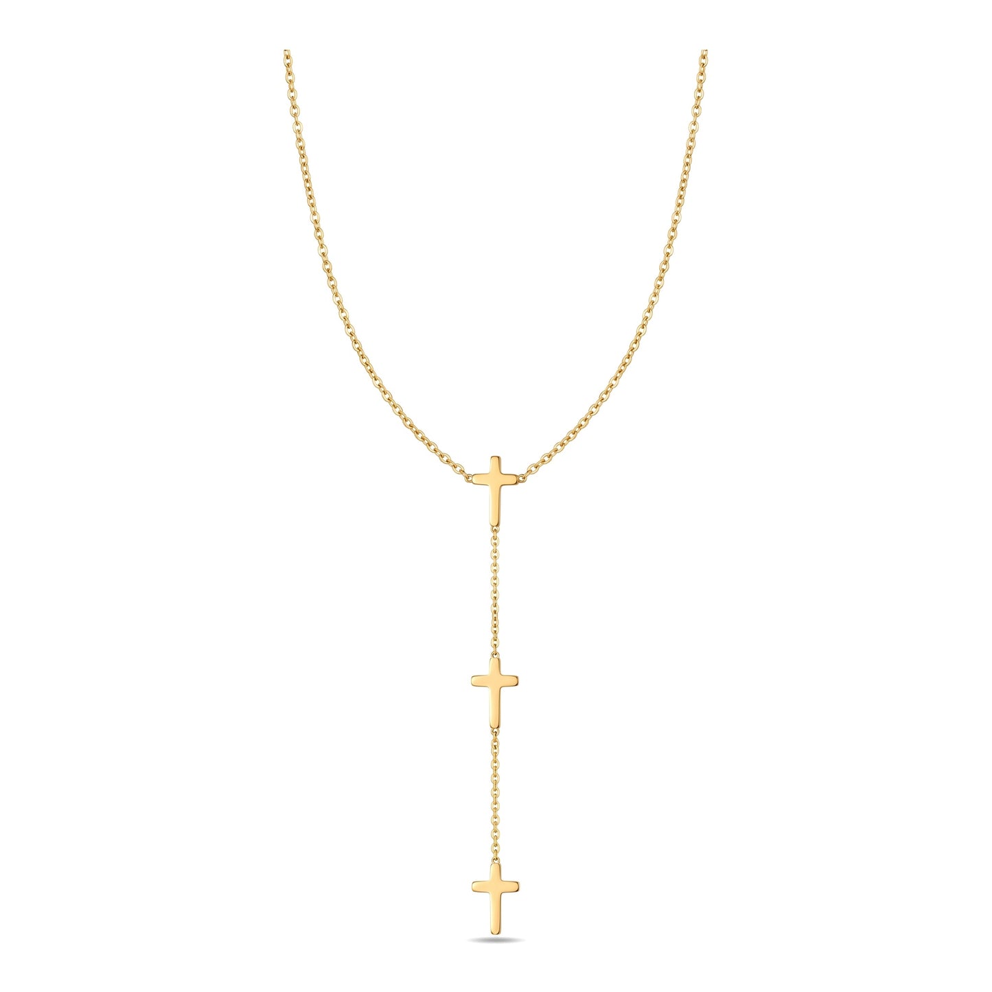 Polished  Mixed Styles Stainless Steel Fashion Tassel Cross Necklace