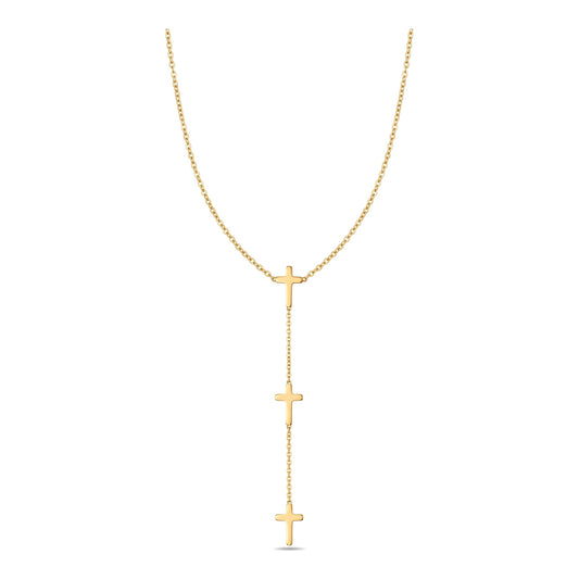 Polished  Mixed Styles Stainless Steel Fashion Tassel Cross Necklace