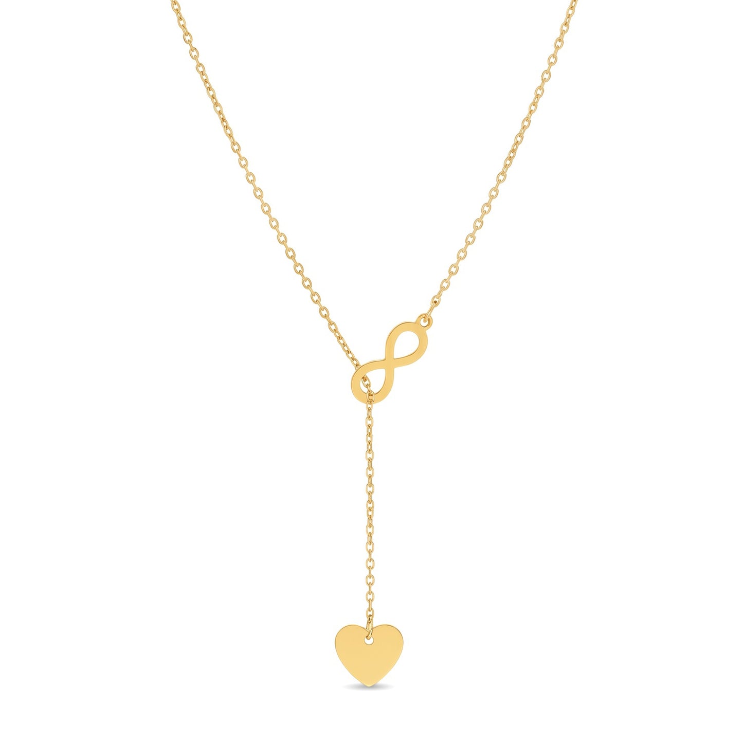 Gold Infinity Heart Lariat Necklace | 18K Gold Plated Stainless Steel
