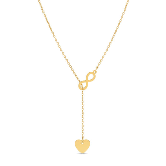 Gold Infinity Heart Lariat Necklace | 18K Gold Plated Stainless Steel