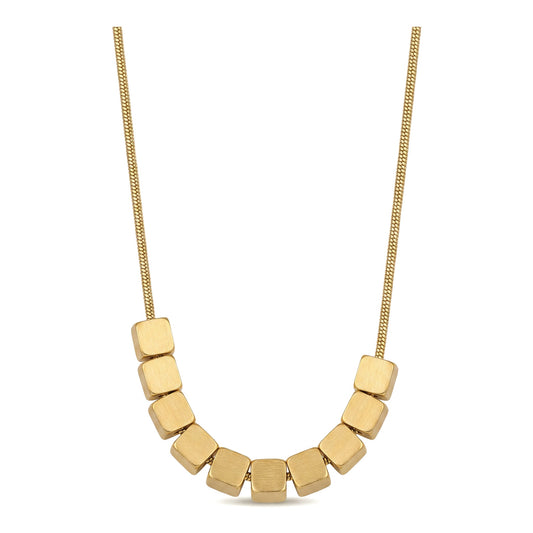 Snake Chain Minimalist Steel Square Pendant Necklace for Women