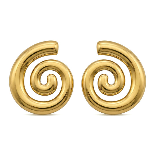 Spiral Swirl Stud Earrings | 18K Gold Plated Stainless Steel