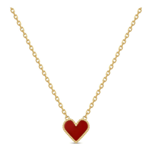 Wholesale Gold Color Stainless Steel Acrylic Red Heart Necklace