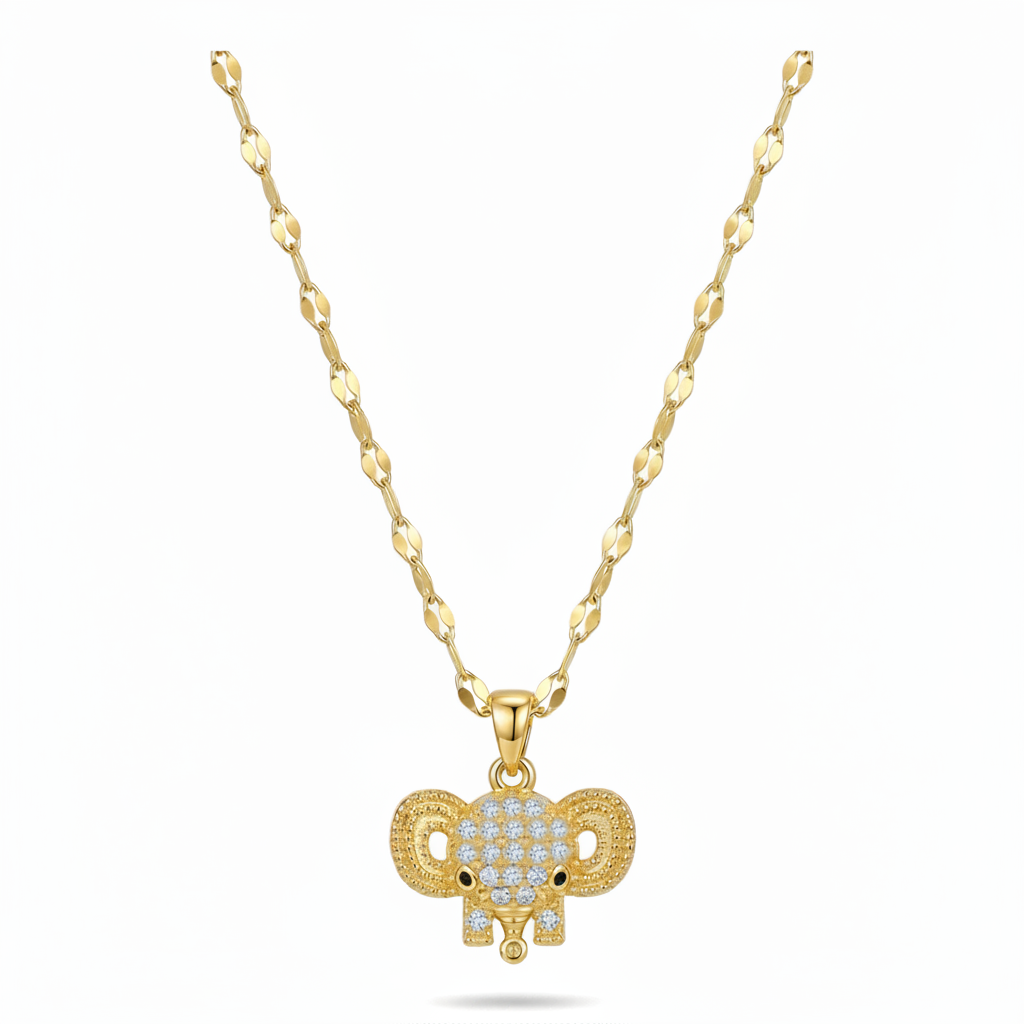Wholesale Gold Plated Titanium Steel Elephant Pendant Necklace