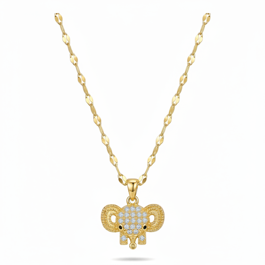 Wholesale Gold Plated Titanium Steel Elephant Pendant Necklace