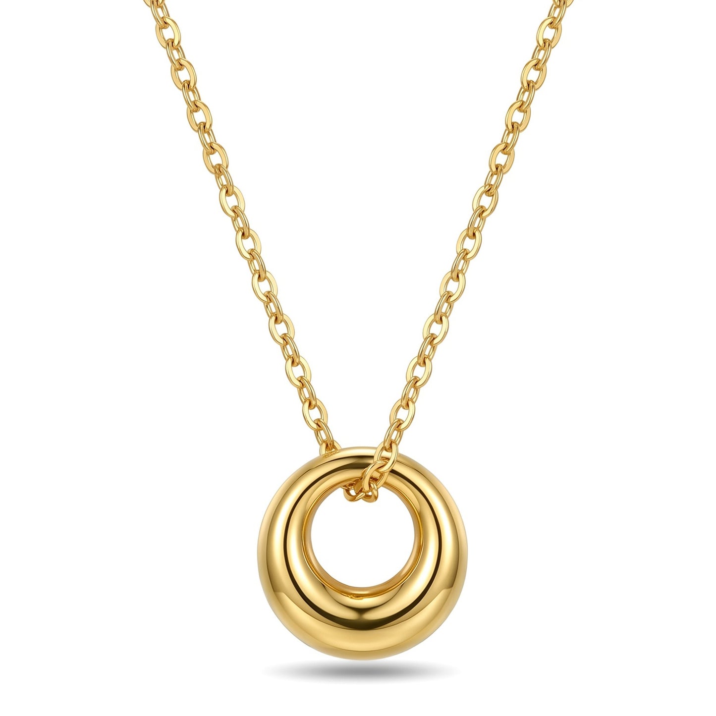 Minimalist Circle Ring Pendant Necklace | 18K Gold Plated Stainless Steel