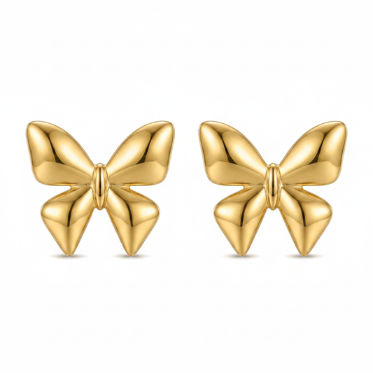Two Gold Butterflies on White Background